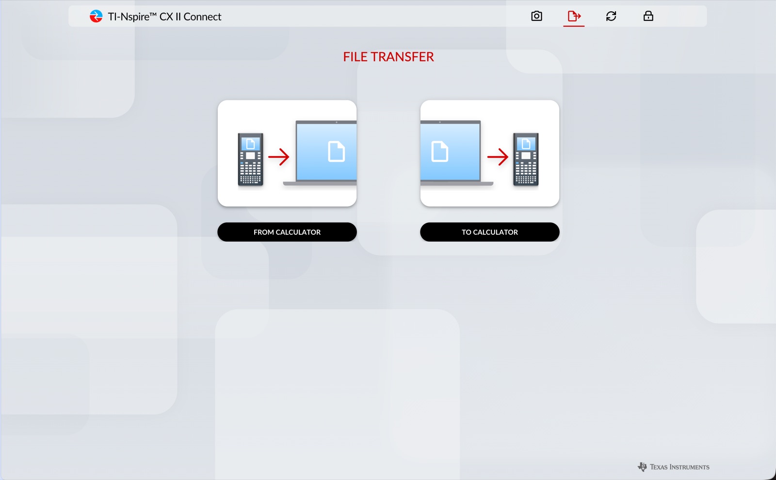 File Transfer page with From calculator and To calculator options